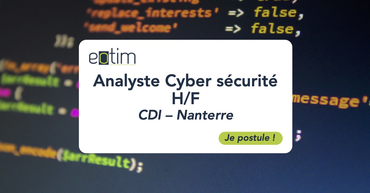 Analyste Cyber sécurité H/F